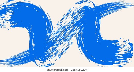 Abstrakter blauer farbiger Pinselstrich, Strichhintergrund. Schmutzige Textur Banner mit Spritzer Kunst einfaches Design Muster Schmutzspritzer alte Farbe Vektor Illustrationen