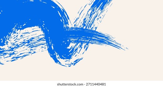 Abstract blue grunge brush stroke background. Dirty texture banner with splashes art simple design pattern  overlay
