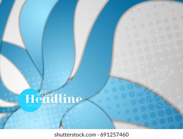 Abstract blue grunge dotted waves corporate background. Vector design