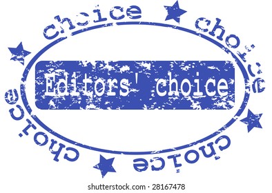 Resumen del sello de goma de grunge azul con la elección de los editores de texto escrito en el sello