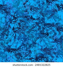 Abstract blue grunge seamless pattern. For printing on fabric, wrapping paper, web banners, wallpapers, backdrops. Vector