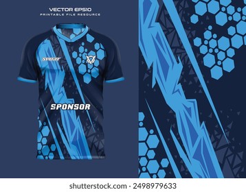 abstract blue grunge t shirt mockup sport jersey design for football soccer, racing, e sports, running design kit