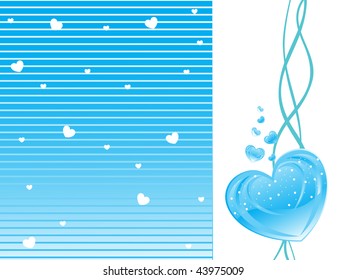 abstract blue halftone background with curve lines, heart shape
