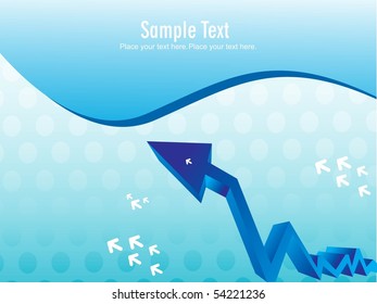 abstract blue halftone background with curve arrowhead
