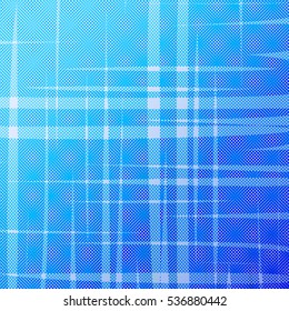 Abstract blue halftone background with uneven stripes. Vector background of intersecting lines