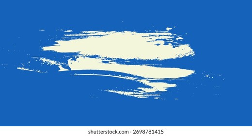 Abstrakter blauer Halbtonpinselhintergrund mit durchlaufenden gekrümmten Linien und gepunkteten Pixelmustern. 