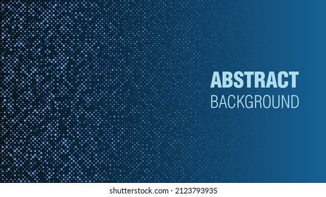 Abstract blue halftone circles technology pattern consists of different dots isolated on dark background. Geometric shape elements for presentation design. Suit for corporate, business, talks