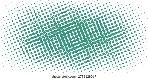 Abstract blue halftone dot pattern forming a dynamic wave-like texture, ideal for modern digital and tech backgrounds, graphic design and branding projects conveying motion, energy and contemporary style.