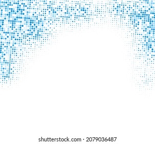 Abstract blue halftone dotted border. Vector illustration.