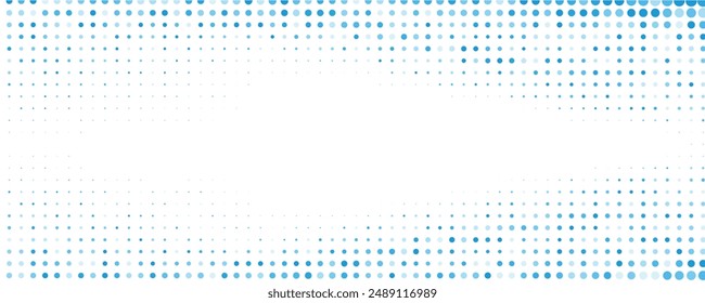 Abstract blue halftone dotted border