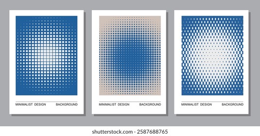 abstract blue halftone geometric shape textured template pattern banner poster design cover background collection