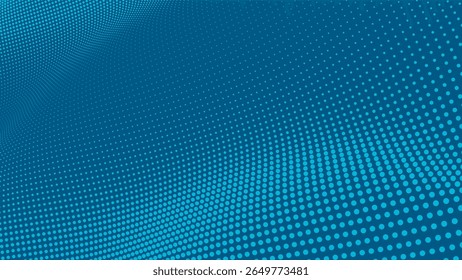 Abstractas patrón de semitono azul sobre fondo oscuro. Textura punteada digital para tecnología, datos, negocios o Diseño web.