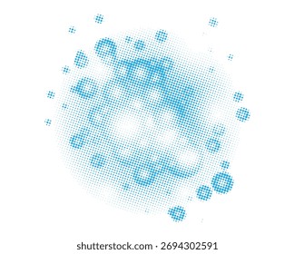 El Abstractas patrón de semitono azul sobre fondo blanco crea un elemento de diseño moderno y dinámico aislado sobre fondo blanco para diversas aplicaciones