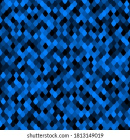 Abstract blue halftone scale pattern. Color squama texture. Bright sapphire seamless pattern with reptilian scales.