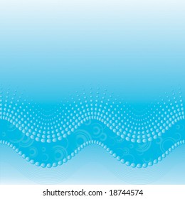Abstract blue halftone wave background