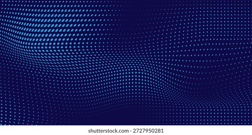 Abstract blue halftone wavy dotted. Simple halftone effect
