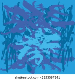 Abstract blue hand draw brush stroke illustration background pattern