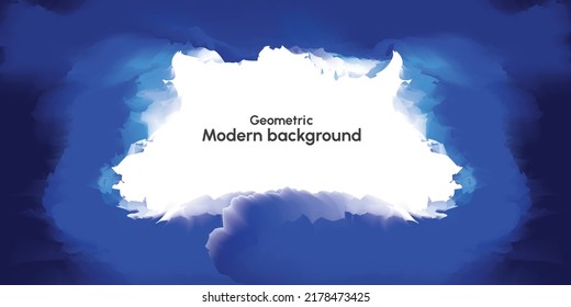 abstract blue hand drawn watercolor background texture on modern white bright copy space