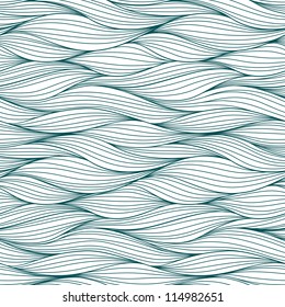 Abstract blue hand-drawn pattern, waves background. Seamless pattern can be used for wallpaper, pattern fills, web page background, surface textures.