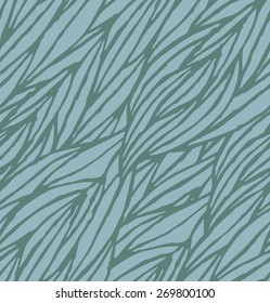 Abstract blue hand-drawn waves seamless pattern background. Vector illustration