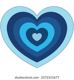 Abstract blue heart design. Concentric circles create a layered effect, symbolizing love and connection.