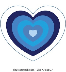 Abstract blue heart design. Concentric circles create a layered effect, symbolizing love and affection.