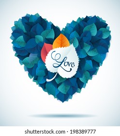 Abstract blue heart leaf vector background makes fun of you