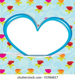 Abstract blue heart on vintage pink background - vector illustration. St. Valentine's Day greeting card.No transparency used. Basic (linear) gradients.