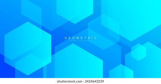 Abstract blue hexagon background. Modern geometric shapes design. Futuristic technology concept. Science style. Suit for banner, brochure, business, cover, flyer, poster, website. Vector illustration