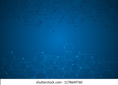 Abstract blue hexagon background , Technology polygonal concept with copy space