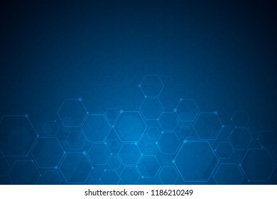 Abstract blue hexagon background , Technology polygonal concept with copy space