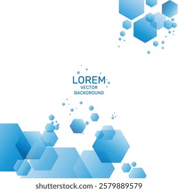 Abstract blue hexagon background. Technology and science concept. Vector illustration