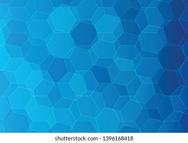 Abstract blue Hexagon background.  Vector polygon texture for business or science