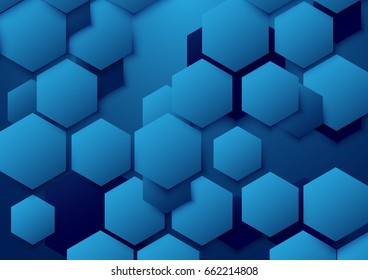 Abstract blue hexagon background. Vector Illustration