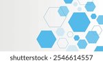 Abstract blue hexagon banner background.