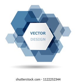 Abstract blue hexagon banner background template, stock vector