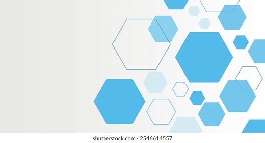 Abstract blue hexagon banner background.