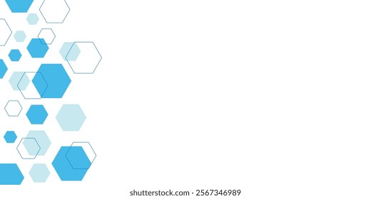 Abstract blue hexagon banner background.