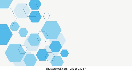 Abstract blue hexagon banner background.