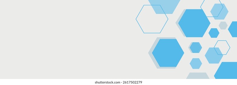 Abstract blue hexagon banner background.