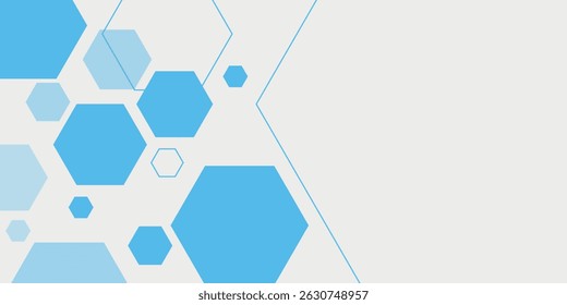 Abstrakter, blauer Sechseck-Banner-Hintergrund.