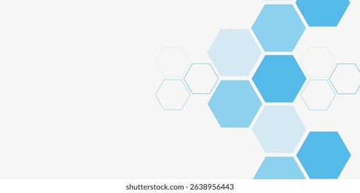 Abstract blue hexagon banner background.