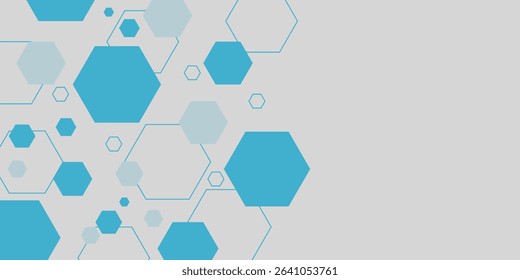 Abstract blue hexagon banner background., vector illustration