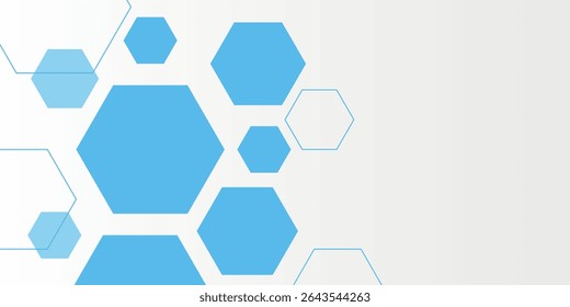 Abstract blue hexagon banner background.