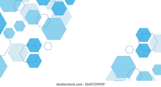 Abstract blue hexagon banner background.