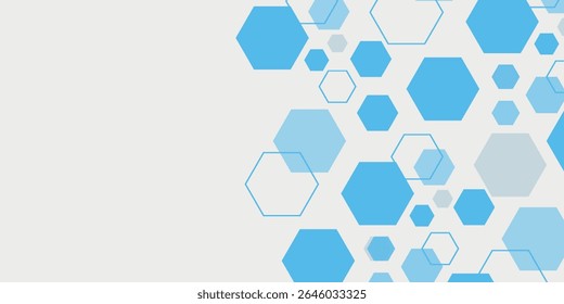 Abstract blue hexagon banner background.