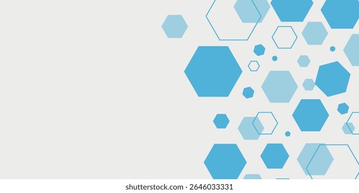 Abstract blue hexagon banner background.