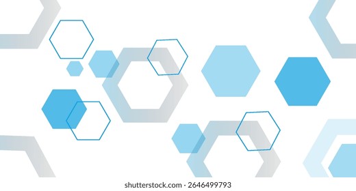 Abstract blue hexagon banner background. 