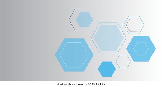Fundo abstrato do banner de hexágono azul.