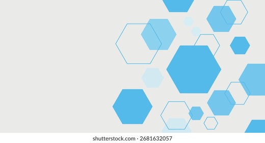 Abstract blue hexagon banner background.